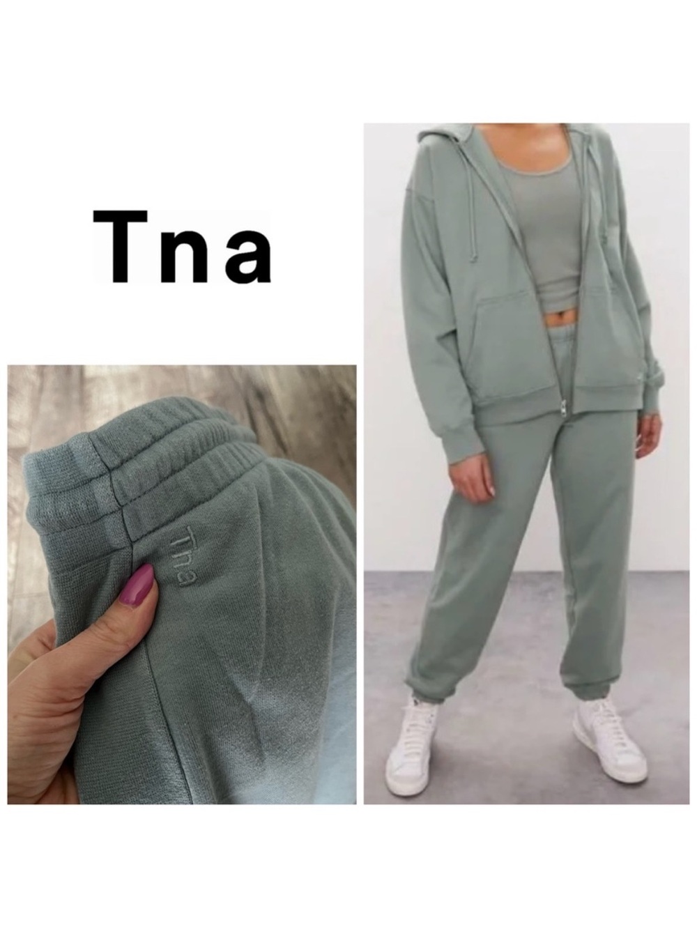 Tna Sz 1X Airy AF Fleece Boyfriend Basic Sweatpant in Sage (mint green) Size 1X